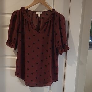 Tamara H Polka Dot Ruffle Blouse. Size S